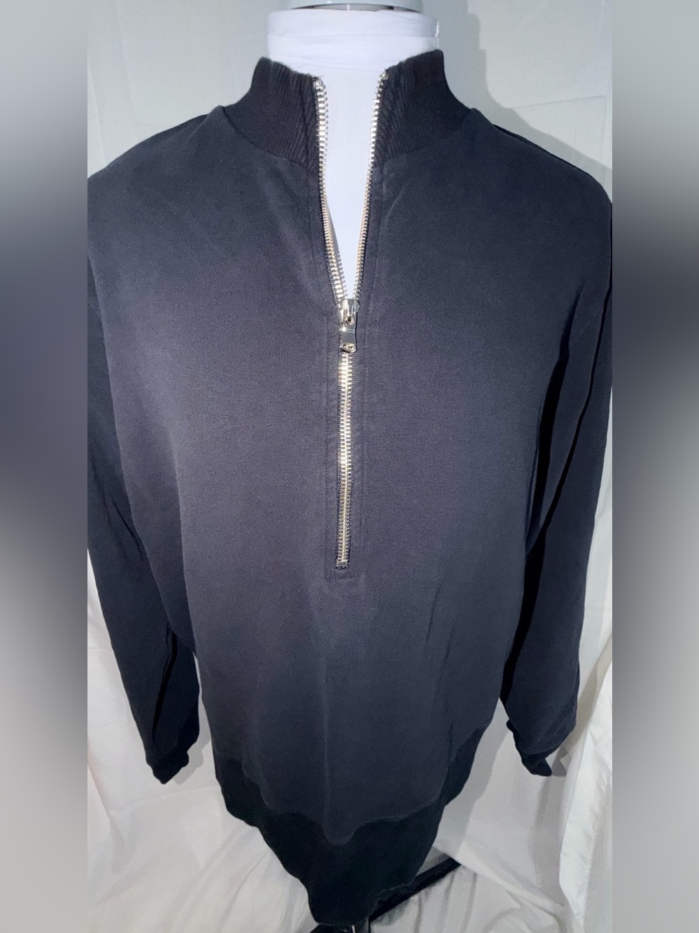 Universal Standard Zoe Half Zip Funnel Neck Pullover Sweatshirt Sz S Black - Picture 3 of 10